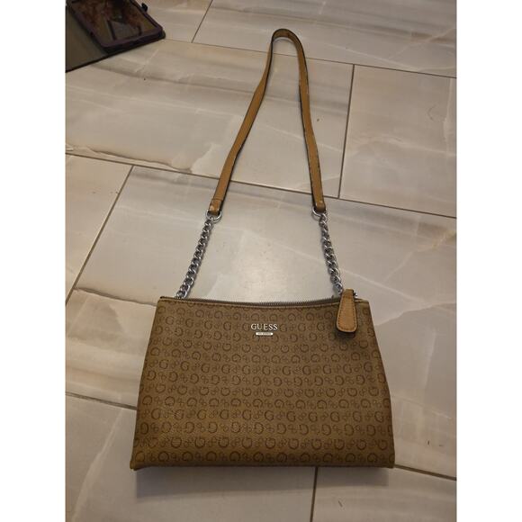 Guess Los Angeles Brown 10 x 7 Handbag Tote 23" Leather Strap - Picture 1 of 16